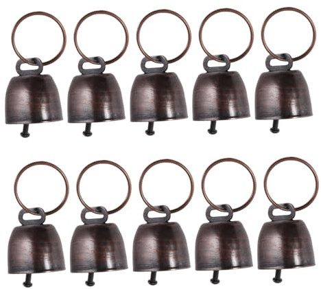 DOITOOL 10 Pezzi Campane in Metallo Vintage per Animali con Manico Campanacci Antismarrimento per Bovini e Mucche Campanelli Sonori Rustici per Sport Feste e Decorazioni Natalizie