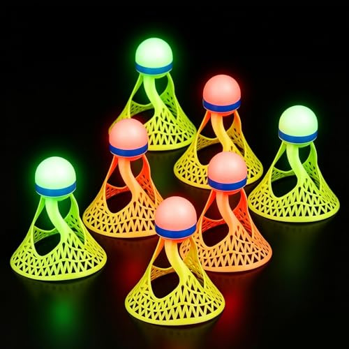 Lot de 6 balles de badminton en nylon avec LED