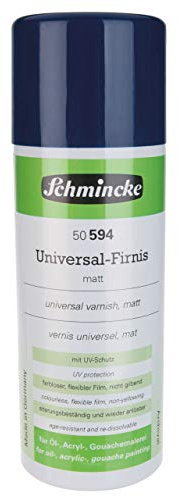 Schmincke - Matt universallack, aerosol, 400 ml, 50 594 042, topplack för olja, akryl och olika andra färgtekniker, syntetisk hartslack med UV-skydd, färglös