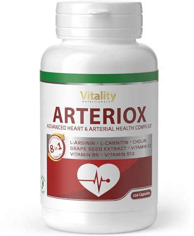 Arteriox Advanced Heart & Health Complex, Herzgesundheit Traubenkern-Extrakt, Vitamine B12 B6 K, Chrom (120 Kapseln), Herzmuskel, Herzfunktion, Herz-Kreislauf. Vitality Nutritionals by Vitamin Express