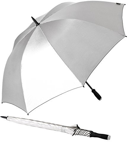 Unbekannt GOLFSCHIRM-birdiepal Telescopic Farbe Silber mit UV-Schutz Faktor 50+ in der Höhe verstellbar + Aufhängehaken