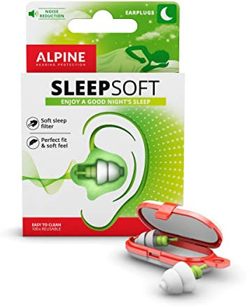 Alpine SleepSoft Gehörschutz Ohrstöpsel zum Schlafen - Schalldämpfer Schnarchen und verbessert den Schlaf - Weichfilter geeignet für Seitenschläfer – Hypoallergenes Material – Wiederverwendbar