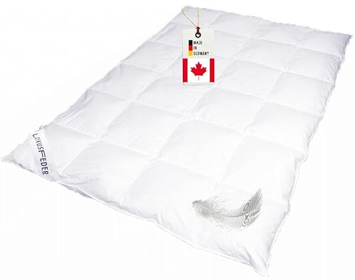 Luxusfeder Bettdecke Daunendecke 135x200 cm warm 1100g 100% arktisch kanadische Daunen, Daunenbettdecke Winter, Made in Germany