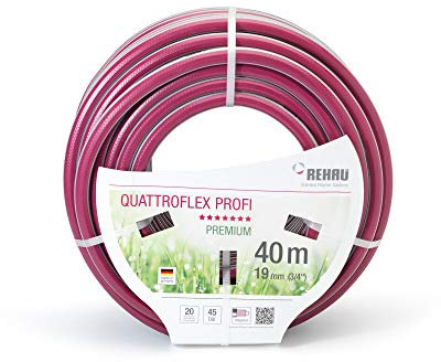 REHAU Premium-Gartenschlauch QUATTROFLEX Profi 3/4 Zoll 40m: für professionelle Anwendungen, kein abknicken, kein verdrehen, extrem druckfest