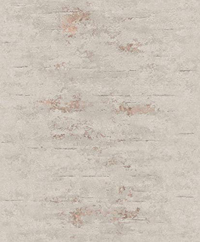 Grandeco Orion Concrete Industrial Stone Distressed Metallic Copper Grey Wallpaper