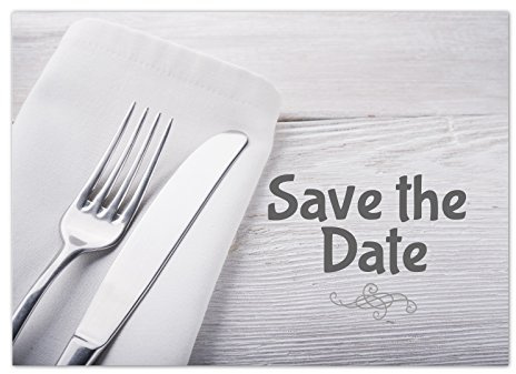 Einladungskarten Manufaktur Hamburg 10 x Save the Date Karten mit Umschlag/Besteck neutral Grau/Abendessen/Essen/Dinner/Hochzeit/Party/Einladung/Verkündung
