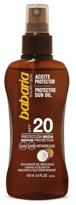 Babaria Aceite Protector Solar Coco Spf20, Blanco, 100 Mililitros
