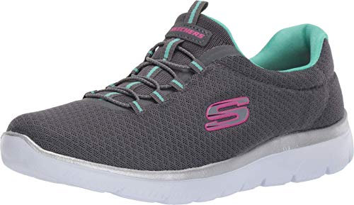 Skechers Women's Summits Sneaker, Grey Anthracite Green, 5.5 UK
