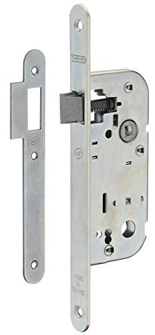 THIRARD - Serrure Encastrable NF - Porte Intérieure - Axe 40 mm - Bouts Ronds - Zingué - Coffre Acier Embouti - Demi-Tour Réversible - Têtière et Gâche Plate Acier - Gris