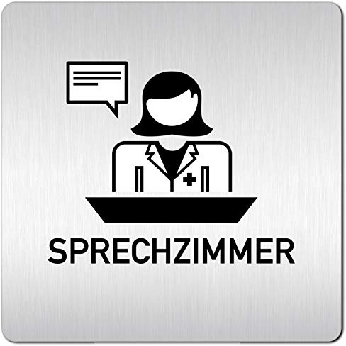 Türschilder24 XXL Schild - Türschild (B) • 125 x 125 mm • Sprechzimmer 001 Ärztin • 1,5 mm Aluminium Vollmaterial • 100% Made in Germany