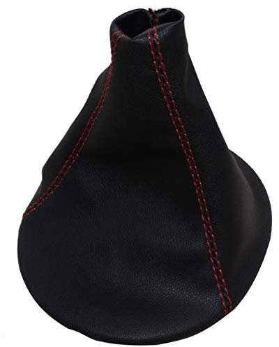 AERZETIX - Cuffia Soffietto - per Leva del Cambio - in Similpelle - pelle Nero con Cuciture Rosso