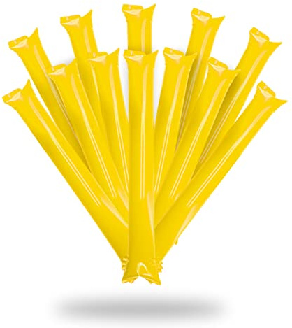 FUN FAN LINE - 500er Paar-Pack wiederverwendbare aufblasbare Bam Bam-Sticks | Laute Klatschstöcke für Partys, Fußball und Veranstaltungen | Sport- und Partyzubehör (Gelb)
