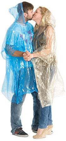 1x Mehrweg Regenponcho Regencape transparent-gelb für Damen und Herren Wiederverwendbar Notfall Poncho ideal für Festival, Camping