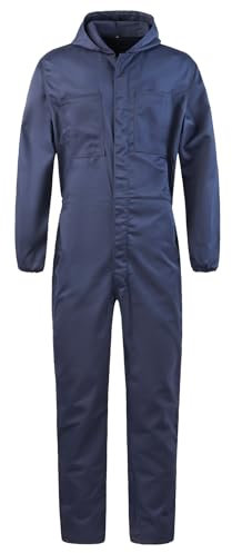 Yukirtiq Tuta da Lavoro Uomo Tuta da Meccanico con Cappuccio Tuta Intera da Lavoro con Cerniera Tuta Meccanica Blu da Lavoro Abbigliamento da Lavoro, Blu Navy, L