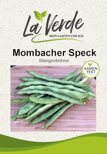 La Verde MEIN GARTEN UND ICH. Mombacher Speck Bohnensamen für ca. 70 Pflanzen, Stangenbohne, fleischige Hülsen, Saatgut ohne Gentechnik