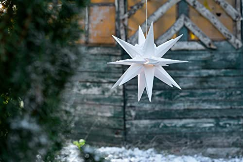 Novaliv Weihnachtsstern beleuchtet Faltstern 40cm Dekostern Weiss hochwertiger Kunststoffstern LED mit Timer Funktion 3D Stern 18 Zackig Leuchtstern Weihnachtslicht Winterbeleuchtung