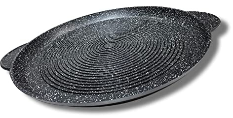 Cflagrant® Plancha/Grill/Galetière Ronde Façon Pierre Induction revêtement Antiadhésif (XXL 36,5CM)