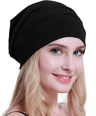 osvyo Baumwolle Chemo Hüte Soft Caps Krebs Kopfbedeckungen für Frauen Haarausfall versiegelt Verpackung SCHWARZ