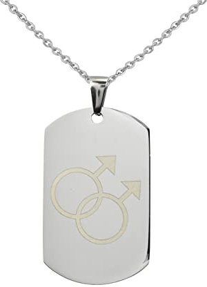 Hanessa Personalisierte Kette mit Gravur Edelstahl 45-60 cm mit Anhänger Dog Tag mit Symbol männlich in silber - Personalisierte Halskette für Männer - Personalisierter Schmuck Herren
