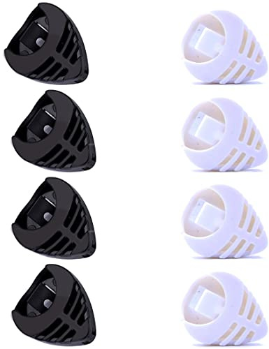 8 supports de médiators de guitare, supports de médiators en celluloïd à ressort pour guitare électrique, basse, acoustique, ukulélé, auto-adhésifs (noir et blanc)