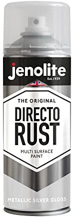 JENOLITE Directorust Metallic-Glanz-Sprühfarbe, Silber, 400 ml, Gold-Sprühfarbe für verschiedene Oberflächen, für Metall, Holz, Kunststoff, All-in-One-Primer, Grundierung und Decklack, innen und außen