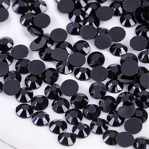 500 Stück SS30 6 mm flache Rückseite Strasssteine Klarglas Runde Edelsteine Kristalle für Nail Art DIY Handwerk Kleidung Schuhe Taschen (schwarz)