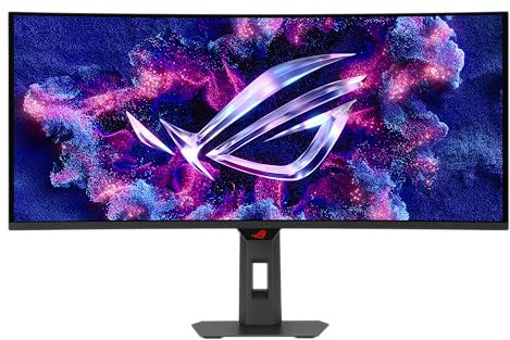 ASUS ROG Strix OLED XG34WCDMTG Curved Gaming Monitor (34“ 3440x1440, 240Hz, 0.03ms (GTG), FreeSync & G-Sync kompatibel, Android 14 Google TV, WiFi 6, NVIDIA GeForce Now, Dolby Vision & Dolby Atmos)