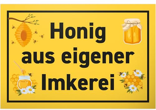 DankeDir! Honig aus eigener Imkerei - 30 x 20 cm Schild - Geschenk Geschenkidee Imker Freunde - Geburtstagsgeschenk Türschild Spruch Wandschild Hinweisschild Hinweis