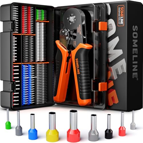 SOMELINE Crimping Tools Set with 9 Types of Ferrules - Ferrule Pliers 0.25-10mm²(AWG 24-8) I Electricians Tools, Crimper, Crimping Pliers, Wire Crimping Tool, Crimping Tool