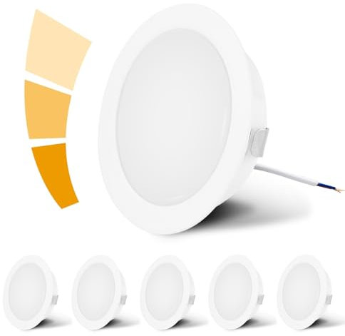 KYOTECH LED Möbeleinbauleuchte Dimmbar 230V 4W 4000K Neutralweiß G4 LED 300LM Leuchtmittel Möbel Einbaustrahler, Bohrloch 55-58mm und 20mm Flache, Edelstahl gebürstet weiß-6er Set