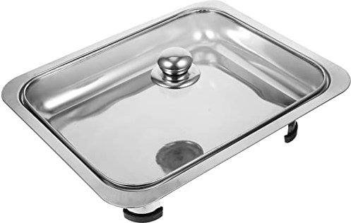 BESTonZON Buffet Aus Stahl Wärmetablett Für Buffet-Server Chafer-Dish Edelstahl Chafing-Dish-einsätze Edelstahl Chafer-Gerichte Büfett Heiße Platte Rostfreier Stahl Rechteck Bankett