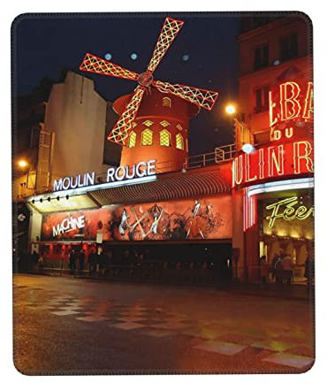 moulin rouge Mauspad, rutschfestes Gummi-Mauspad, Gaming-Matte, Pad, genähte Kanten, Mauspads, Bürodekoration, Mausbasis, stilvolle Mauspads, passend für alle Schreibtische, Wohnzimmer, Schlafzimmer.