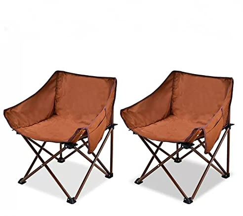HJXGQJM Klappbarer Campingstuhl, Liegestuhl Klappstuhl Gartenliege Stühle, Oxford-Gewebe + Stahlrohrständer, Rutschfester Gummibelag, for Outdoor 2 Stück Klappbarer Campingstuhl(Brown 2 Pieces)
