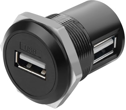 QIANRENON USB2.0 Gewinde Befestigung 90° Winkel Adapter USB2.0 Buchse auf Buchse Panel Montage Rechter Winkel Rund Anschluss USB2.0 Eingebettet Ecke Einbau Buchse, für Datenübertragung,5V1A Laden