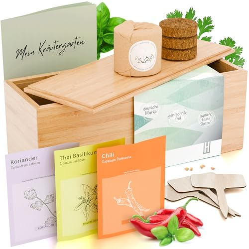 HAVENHAUS Kräutergarten asiatisch I Kräutergarten indoor I Kräuter Anzuchtset inkl. Kräutersamen I Upcycling, Mitbringsel Erwachsene I Kräuter selber anziehen I Kräutertöpfe Küche