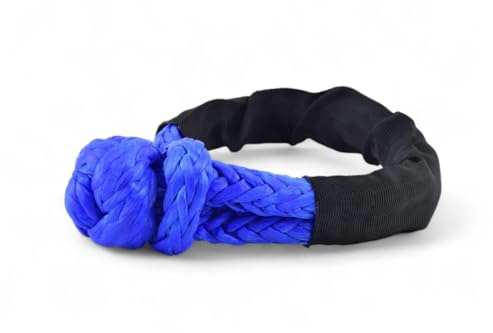 UHMWPE Manille souple de 12 mm en polyéthylène à poids moléculaire ultra élevé, manille en corde synthétique robuste pour remorquage, récupération, tout-terrain, 4 x 4, voile, VTT (bleu)