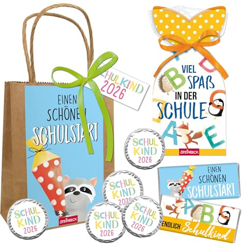 STEINBECK Geschenktüte Einschulung 2026 - Schöner Schulstart - Geschenk für Mädchen und Jungen zum Schulanfang