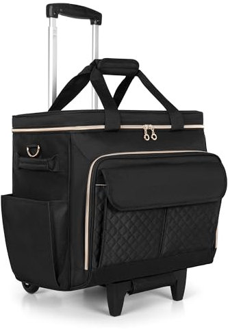 Luxja Lehrertasche Damen Groß, Lehrertasche Trolley, Lehrertrolley für Reisen & Schule, Rollende Laptoptasche Frauen mit Rädern, Schwarz