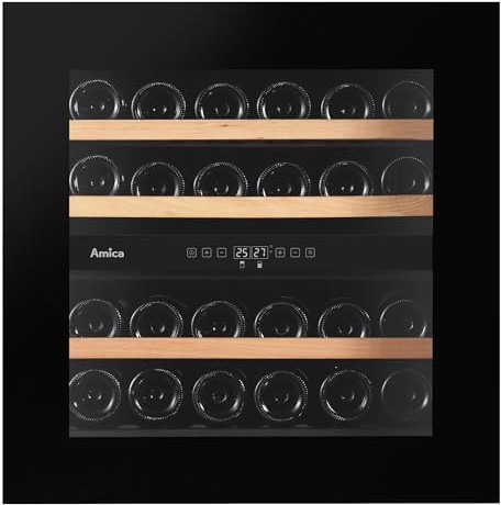 Amica Weintemperierschrank 26 Flaschen 2 Temperaturzonen WK 341 215 S | 63 L Nutzinhalt, Kompressortechnik, 5-20 °C Temperaturbereich, UV-Schutzglas, Luftfeuchtigkeitssystem, X-Type Design