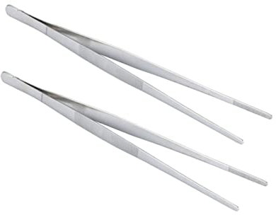 COLLBATH 2pcs Food Clip Grilling Tongs Stainless Steel Steak Serving Tweezers Fishbone Clip