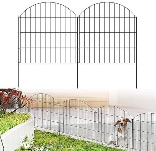 Lot de 10 clôtures de Jardin décoratives, 710 x 71CM Barriere Jardin Exterieur, Bordure décorative, Clôtures grillagées pour Jardin Motif Paysage, Chiens Clôture