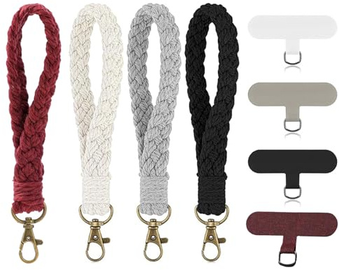 WNXBFO 8 Pcs Phone Wrist Strap, Lanyard Adjustable Nylon Hand Wrist Straps Cell Phone Lanyard Strap with Tether Pads for Mobile Phones Kamera U-Disk