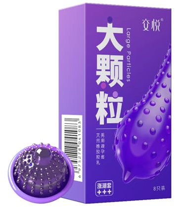 JIAOYUE Preservativo de látex natural - Uñas grandes en relieve, lados paralelos con bolsa de esperma (estimulante +++) - 8 piezas