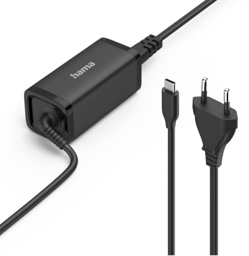 Hama USB C Netzteil 45W (universal für Laptop, MacBook, Tablet, Smartphone, Power Pack, Konsole, GaN Lader, Power Delivery 3.0, 5-20V, USB C Stecker, ideal als Ersatz Netzteil) schwarz