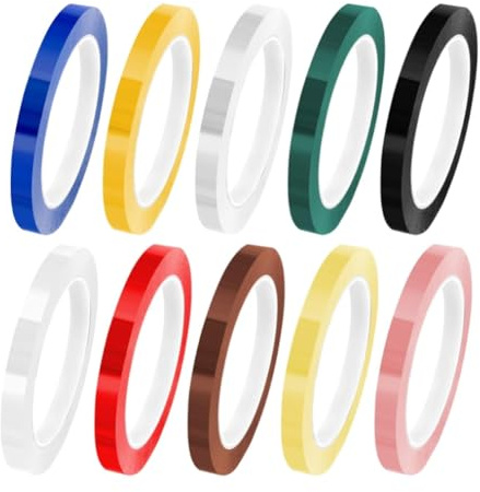 Reinscer 10 rollos de cinta adhesiva autoclave, 216 pies, cinta de identificación de instrumentos, 10 colores, 0,315