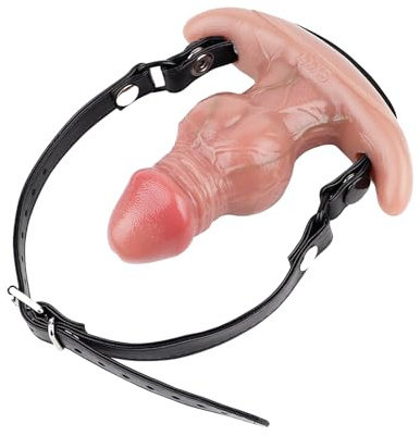 Kutocesy Mordaza Boca Sex de Silicona con Consolador y Correas de Cuero Ajustables Juguete Sexual Extremo para Juegos BDSM en Pareja (B)