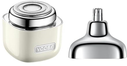 yoose 2 in 1 Tagliapeli Naso e Rasoio Elettrico - in Lega, Testine Intercambiabili, Ricaricabile USB-C, Impermeabile IPX7, Depilatore Viso Donna e Uomo, per Casa, Viaggio e Auto