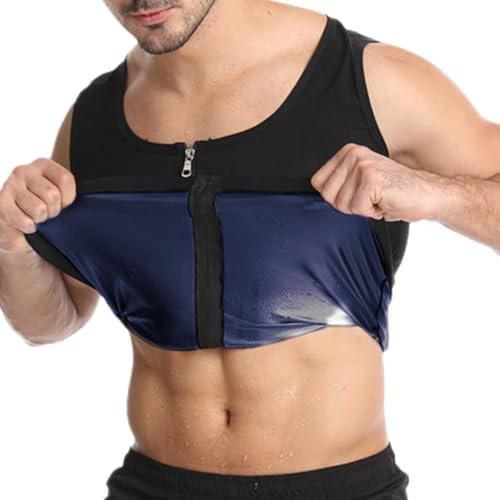 GENEMEN Men Sauna Suit Sweat Slimming Vest Shapewear Fitness Tank Top Gym Workout Sports Shirt