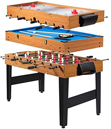 KHYTEBV Mesa de Billar multifunción 3 en 1 de 48 Pulgadas, Incluye futbolín, Hockey y Mesa de Billar para Juegos de Fiesta en Interiores y Arcade