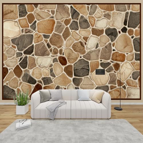 PaxGloz Fototapete Steinwand Optik Tapete Natursteinoptik Tapeten Vliestapete Modern Wandtapete Wohnzimmer Schlafzimmer Kinderzimmer Wanddeko Motivtapeten 368 x 254 cm (B x H)
